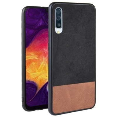 „Bi-Color“ Splicing Samsung Galaxy A70 (A705F) коричневый, чёрный кожаный чехол | Vacins.lv