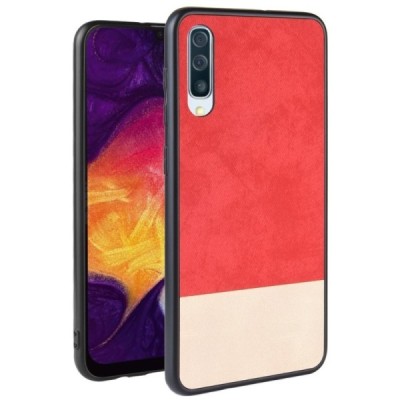„Bi-Color“ Splicing Samsung Galaxy A70 (A705F) песочный, красный кожаный чехол | Vacins.lv