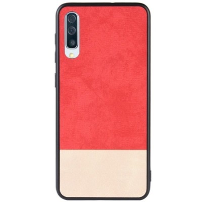 „Bi-Color“ Splicing Samsung Galaxy A70 (A705F) песочный, красный кожаный чехол | Vacins.lv