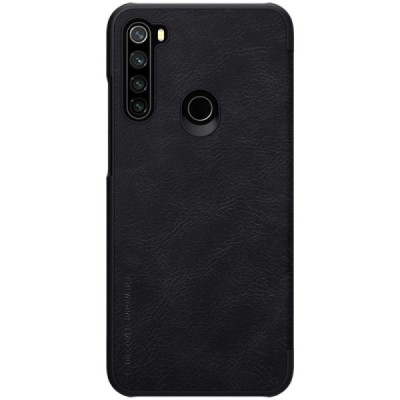 Роскошный чёрный кожаный чехол Nillkin Qin Series для Xiaomi Redmi Note 8T | Vacins.lv