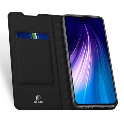 Xiaomi Redmi Note 8T Dux Ducis Skin серии чёрный кожаный чехол-книжка | Vacins.lv