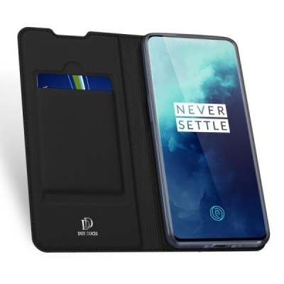 Dux Ducis Skin серии OnePlus 7T Pro чёрный кожаный чехол-книжка | Vacins.lv