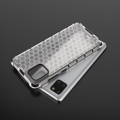 Honeycomb sustiprintos apsaugos Samsung Galaxy Note10 Lite (N770F) прозрачный твердый силиконовый (TPU) и пластиковый чехол | Va