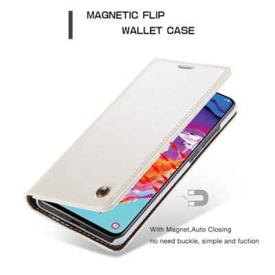 Samsung Galaxy A70 (A705F) CaseMe solīds atvēramais ādas balts maciņš - maks | Vacins.lv