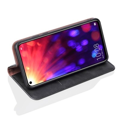 Deluxe Huawei Honor View 20 (V20) чёрный кожаный чехол-книжка | Vacins.lv