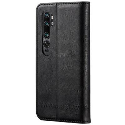 Xiaomi Mi Note 10 (10 Pro) Deluxe ādas atvēramais melns maciņš (maks) | Vacins.lv