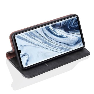 Xiaomi Mi Note 10 (10 Pro) Deluxe ādas atvēramais melns maciņš (maks) | Vacins.lv