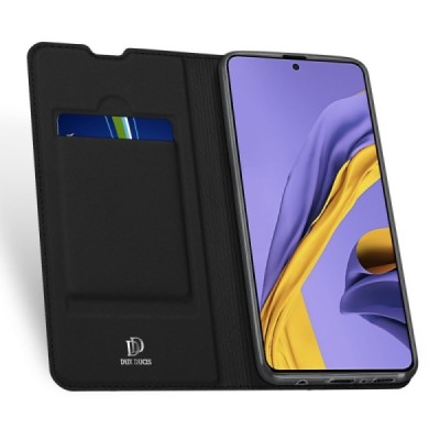 Samsung Galaxy A71 (A715F) Dux Ducis Skin sērijas melns ādas atvērams maciņš | Vacins.lv