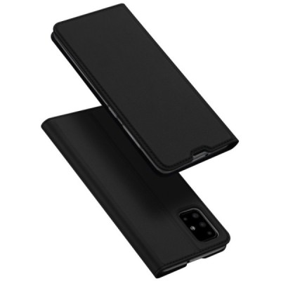 Samsung Galaxy A71 (A715F) Dux Ducis Skin sērijas melns ādas atvērams maciņš | Vacins.lv