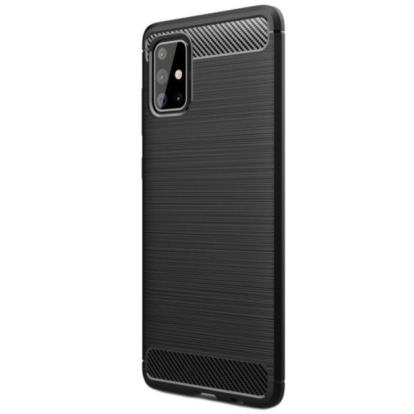 „Carbon“ cieta silikona (TPU) apvalks - melns (Galaxy A71)