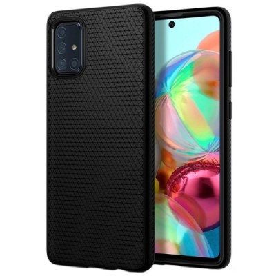 Spigen Liquid Air Samsung Galaxy A71 (A715F) чёрный твердый силиконовый чехол | Vacins.lv