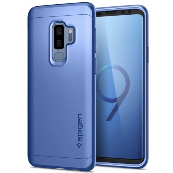 „Spigen“ Thin Fit 360 пластиковый чехол - синий + защитное стекло (Galaxy S9+)