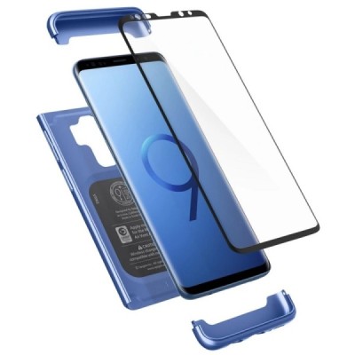 Spigen Thin Fit 360 пластиковый Samsung Galaxy S9+ (G965) синий чехол + защитное стекло экрана | Vacins.lv
