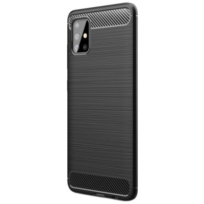 Samsung Galaxy A51 (A515F) Carbon cieta silikona (TPU) melns apvalks | vacins.lv