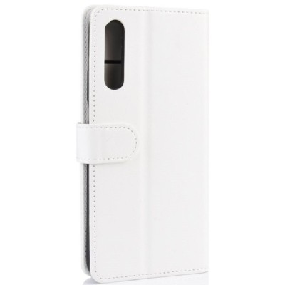 Huawei P Smart Pro 2019 atvēramais ādas balts maciņš, grāmata (maks) | Vacins.lv