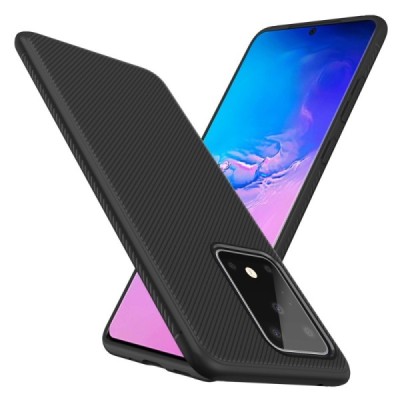 Samsung Galaxy S20 Ultra (G988) твердый силиконовый чехол (TPU) - чёрный | Vacins.lv