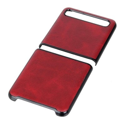 Samsung Galaxy Z Flip (F700) Slim Leather красный кожаный чехол | Vacins.lv