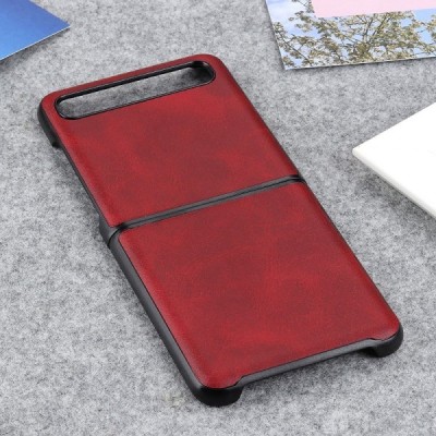 Samsung Galaxy Z Flip (F700) Slim Leather красный кожаный чехол | Vacins.lv