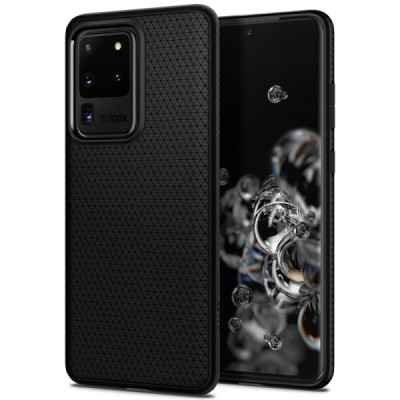 Samsung Galaxy S20 Ultra (G988) Spigen Liquid Air чёрный твердый силиконовый чехол | Vacins.lv