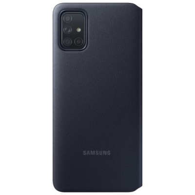 Samsung Galaxy A71 (A715) оригинальный S View Wallet Cover открываемый чёрный кожаный чехол - книжка | Vacins.lv