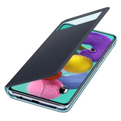 Samsung Galaxy A51 (A515) oficiāls S View Wallet Cover atvērams melns maciņš (maks) | Vacins.lv