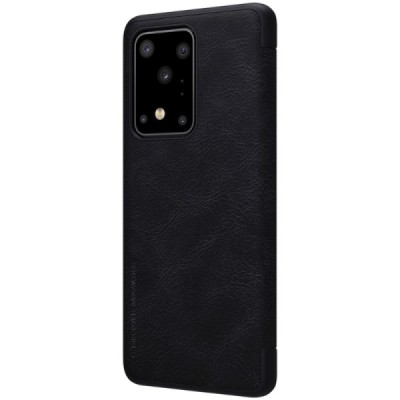 Samsung Galaxy S20 Ultra (G988) greznais Nillkin Qin sērijas ādas atvērams melns maciņš, maks | Vacins.lv