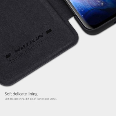 Samsung Galaxy S20 Ultra (G988) greznais Nillkin Qin sērijas ādas atvērams melns maciņš, maks | Vacins.lv