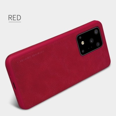 Samsung Galaxy S20 Ultra (G988) greznais Nillkin Qin sērijas ādas atvērams sarkans maciņš, maks | Vacins.lv