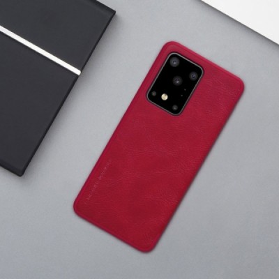 Samsung Galaxy S20 Ultra (G988) greznais Nillkin Qin sērijas ādas atvērams sarkans maciņš, maks | Vacins.lv