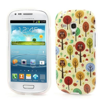 Samsung Galaxy S3 mini i8190 rakstains margs cieta silikona apvalks - pūce kokā / Vacins.lv