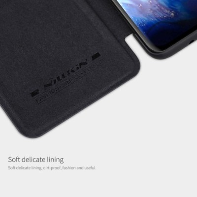 Samsung Galaxy S20 (G980) greznais Nillkin Qin sērijas ādas atvērams melns maciņš, maks | Vacins.lv