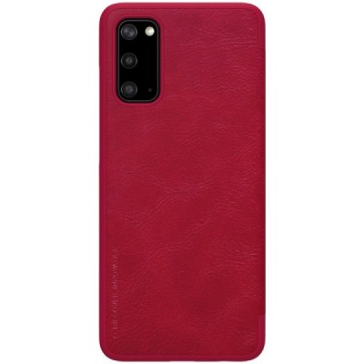 Samsung Galaxy S20 (G980) greznais Nillkin Qin sērijas ādas atvērams sarkans maciņš, maks | Vacins.lv