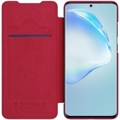 Samsung Galaxy S20+ Plus (G985) greznais Nillkin Qin sērijas ādas atvērams sarkans maciņš, maks | Vacins.lv