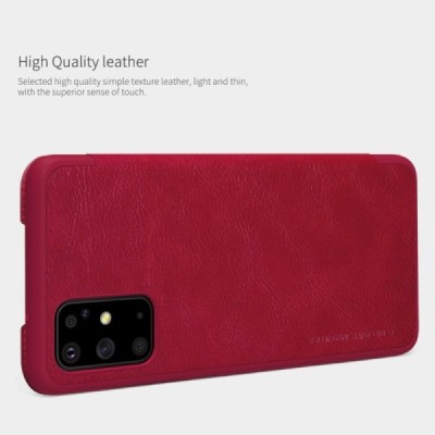 Samsung Galaxy S20+ Plus (G985) greznais Nillkin Qin sērijas ādas atvērams sarkans maciņš, maks | Vacins.lv