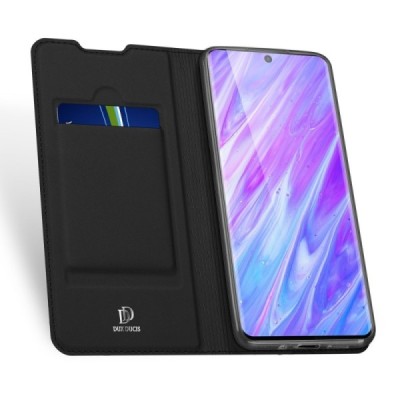 Samsung Galaxy S20+ Plus (G985) Dux Ducis Skin серии чёрный кожаный чехол-книжка | Vacins.lv