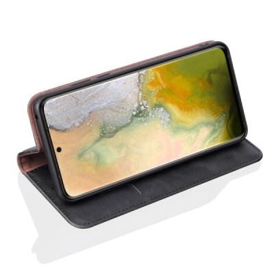 Samsung Galaxy S20+ Plus (G985) Deluxe ādas atvēramais melns maciņš (maks) | Vacins.lv