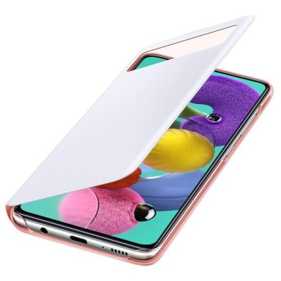 Samsung Galaxy A51 (A515) оригинальный S View Wallet Cover открываемый белый кожаный чехол - книжка | Vacins.lv