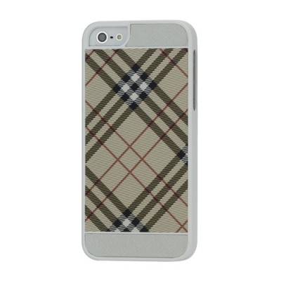 Apple iPhone 5, Apple iPhone 5S „Burberry“ stils gaiši brūns / balts apvalks / Vacins.lv
