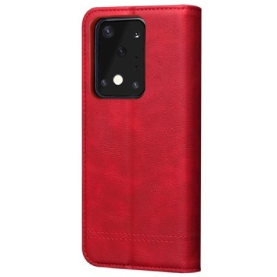 Deluxe Samsung Galaxy S20 Ultra (G988) красный кожаный чехол-книжка | Vacins.lv