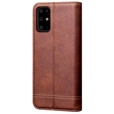 Deluxe Samsung Galaxy S20+ Plus (G985) тёмно-коричневый кожаный чехол-книжка | Vacins.lv