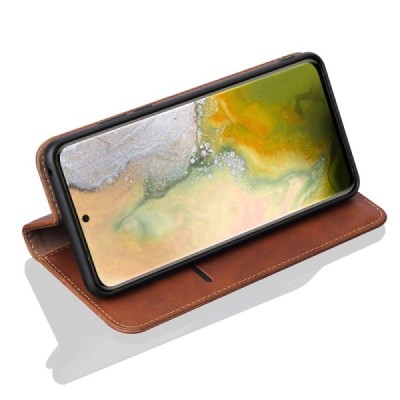 Deluxe Samsung Galaxy S20+ Plus (G985) тёмно-коричневый кожаный чехол-книжка | Vacins.lv