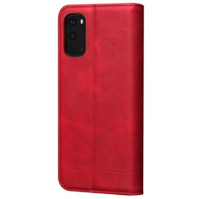 Deluxe Samsung Galaxy S20 (G980) красный кожаный чехол-книжка | Vacins.lv