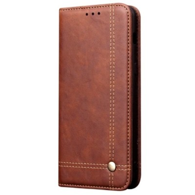 Deluxe Galaxy S20 (G980) тёмно-коричневый кожаный чехол-книжка | Vacins.lv