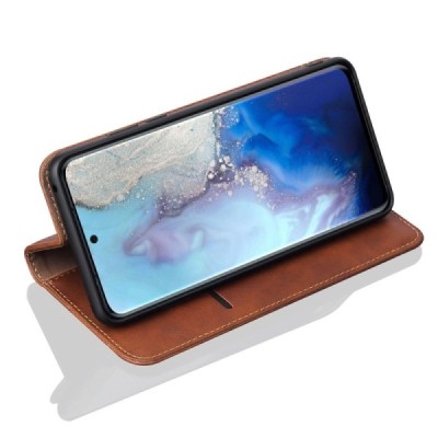 Deluxe Galaxy S20 (G980) тёмно-коричневый кожаный чехол-книжка | Vacins.lv