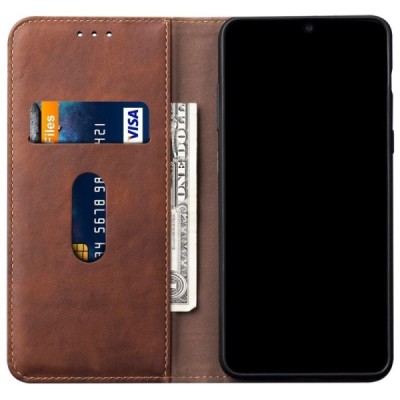 Deluxe Galaxy S20 (G980) тёмно-коричневый кожаный чехол-книжка | Vacins.lv