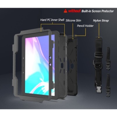 Samsung Galaxy Tab Active Pro (T540, T636B) pastiprinātas aizsardzības melns apvalks  | Vacins.lv