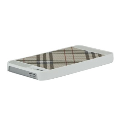 Apple iPhone 5, Apple iPhone 5S „Burberry“ stils gaiši brūns / balts apvalks / Vacins.lv
