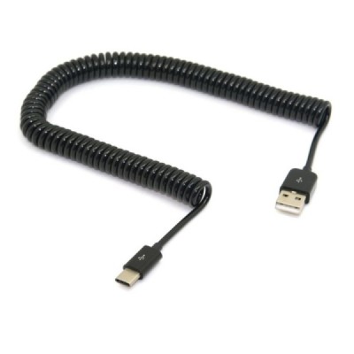 Spirāle USB Type-C melns vads 3 metri | Vacins.lv
