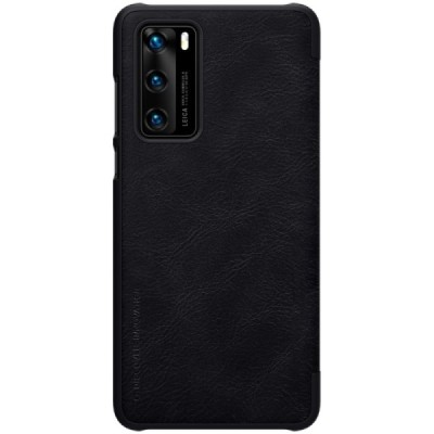Huawei P40 greznais Nillkin Qin sērijas ādas atvērams melns maciņš, maks | Vacins.lv