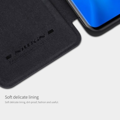 Роскошный чёрный кожаный чехол Nillkin Qin Series для Huawei P40 Pro | Vacins.lv